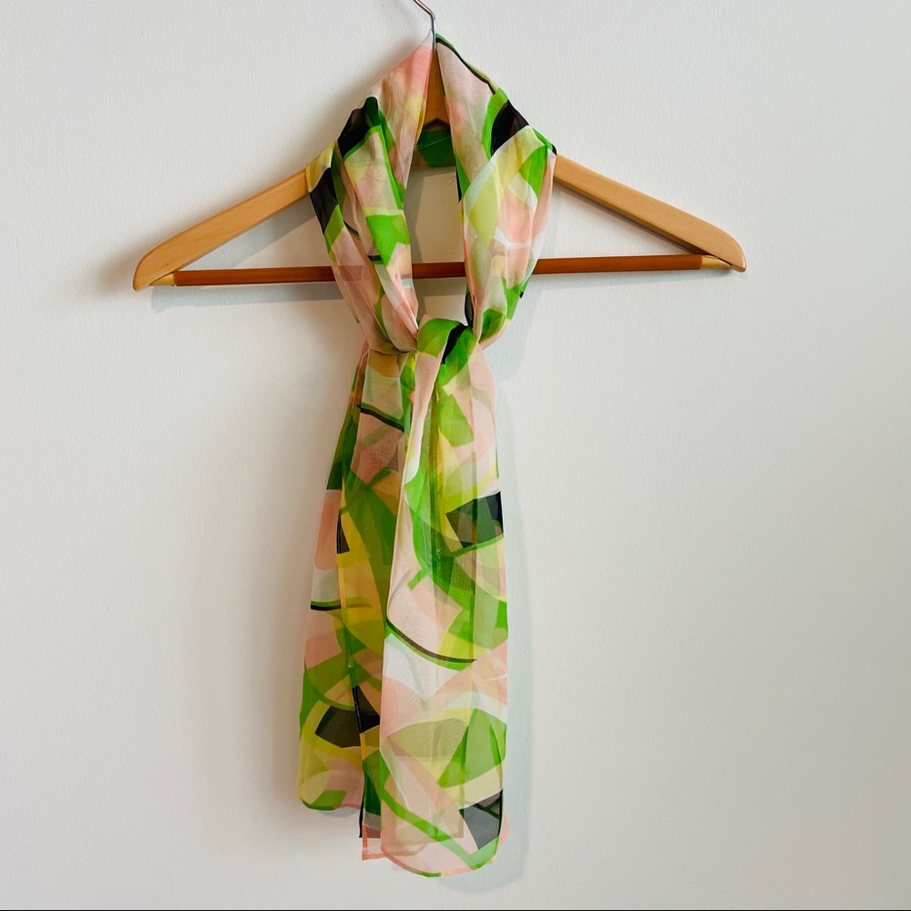 Vintage Sheer Multicolor Abstract Print Versatile Wear Scarf - Picture 5 of 15